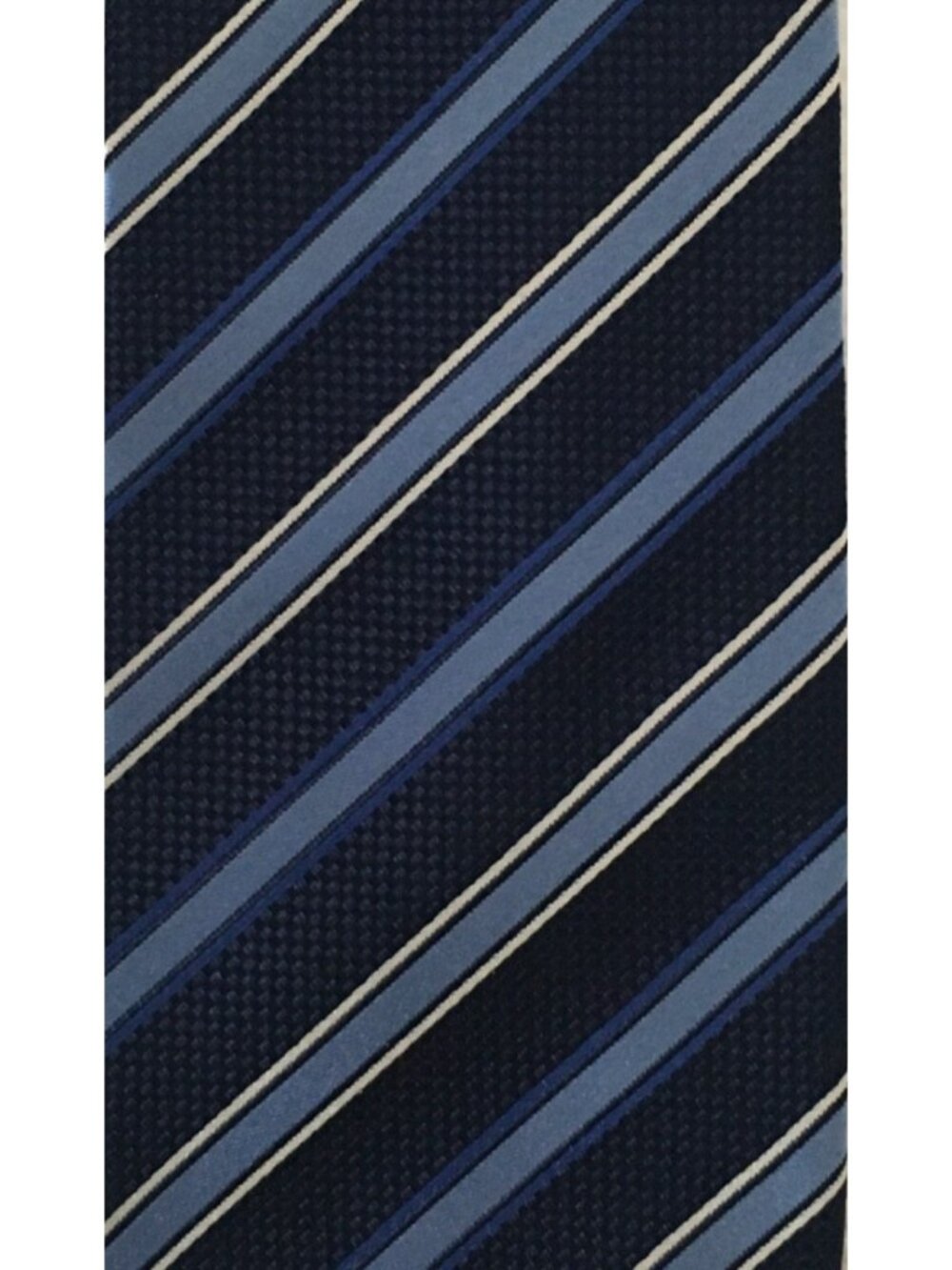 Stafford Neck Tie 2 Shade Blue White Diagonal Stripe Silk 3.5 in Wide 58 in Long